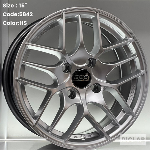 رینگ اسپرت خارجی 15 اینچ 5842 طرح BBS رخ تراش نقرهای(بسته 4 عددی)