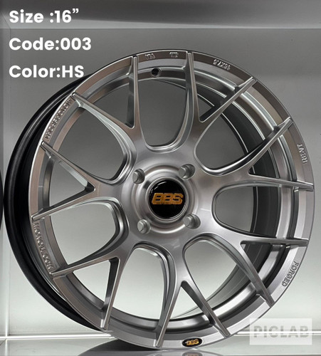 رینگ اسپرت خارجی 16 اینچ 003 طرح BBS رخ تراش نقرهای(بسته 4 عددی)